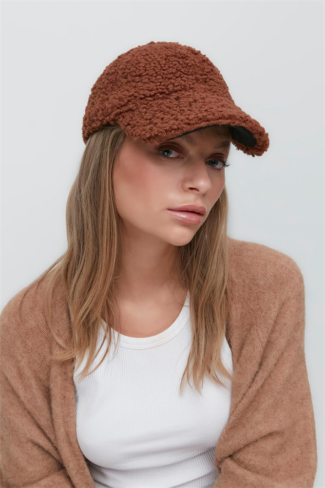 Curly Plush Brimmed Hat 8009 